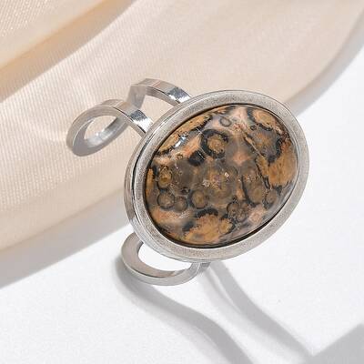 Oval Natural Leopard Skin Jasper Finger Rings
