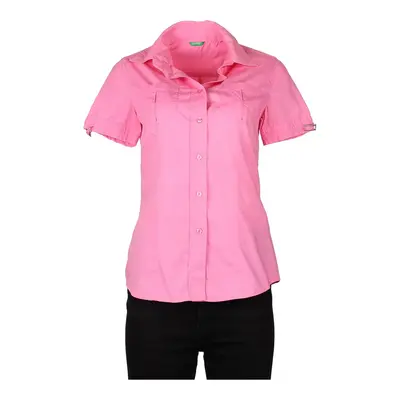 Benetton Short Sleeve Shirt - Small Pink Cotton Blend