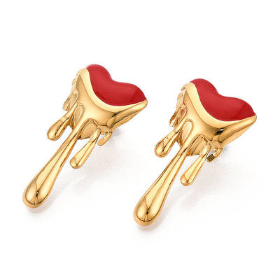 Heart 304 Stainless Steel Enamel Stud Earrings