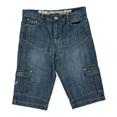 Ring Street Legal Cargo Denim Shorts - 34W 16L Blue Cotton