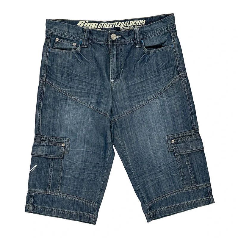 Ring Street Legal Cargo Denim Shorts - 34W 16L Blue Cotton