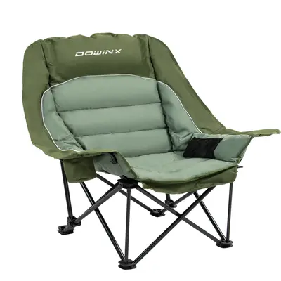 Dowinx Oversized Camping Chair for Adults - Extra Large, Folding Lawn Chair with Cup Holder, 3-Level Adjustable, 400 lbs Capa...