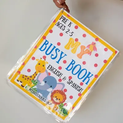 My Busy Book | Pre K | Bilingual in English and Spanish | (Laminated) | Preschool Activity Book - Learning Workbook