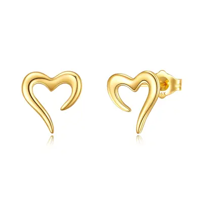 14K Gold Heart Stud Earrings