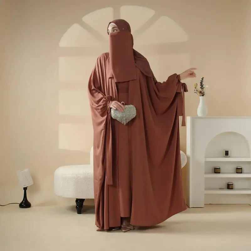 Modesty Muslim Premium Farasha Open abaya 5-Piece Set | Elegant Butterfly Design | Lightweight & Breathable | Hajj, Wedding, ...