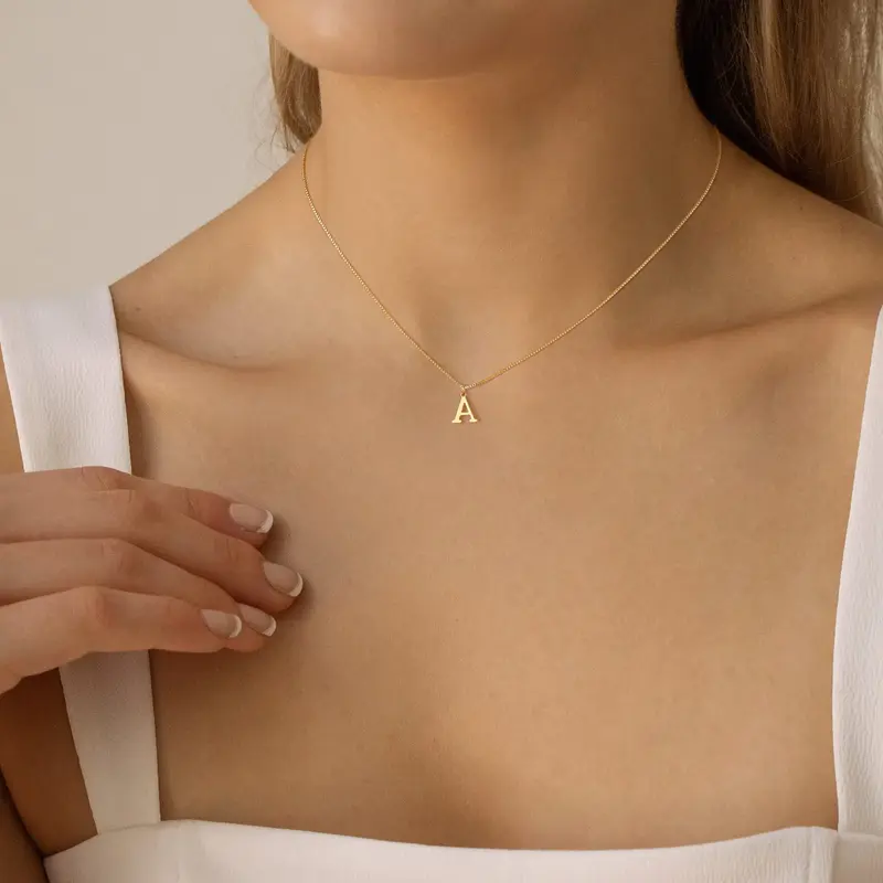 Golden Initial Necklaces for Women and Girls, Dainty Golden Letter Necklace Tiny A-Z Pendant Choker Neckace Trendy Cute Perso...