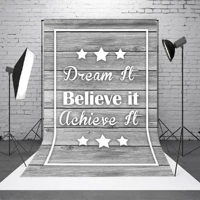 Dream It Believe It Achieve It Stars Wooden Backdrop