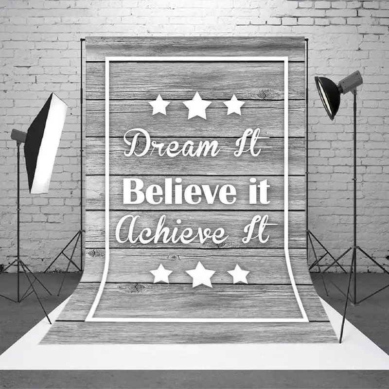 Dream It Believe It Achieve It Stars Wooden Backdrop