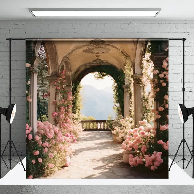 Arch Pink Floral Spring Backdrop For Photography - Aperturee