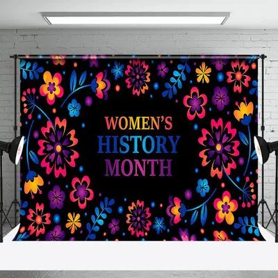 Colorful Floral Black Womens History Month Backdrop - Aperturee
