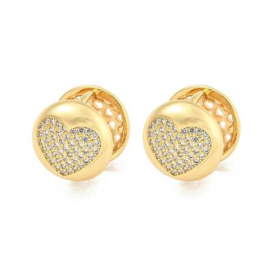 Brass Pave Clear Cubic Zirconia Hoop Earrings