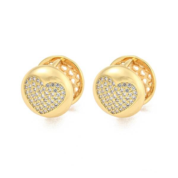 Brass Pave Clear Cubic Zirconia Hoop Earrings