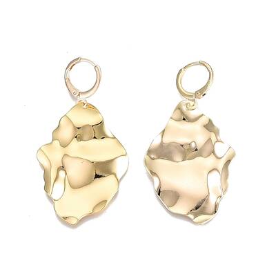 Brass Twist Oval Dangle Leverback Earrings for Women