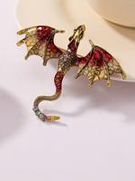 Colorblock Rhinestone Decorated Dragon Design Brooch, Durable Metal Pins, Animal Shaped Clothes Brooch, Fashion Accessories f...