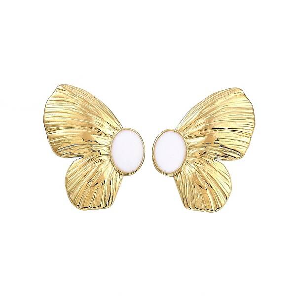 304 Stainless Steel Butterfly Stud Earrings with Enamel