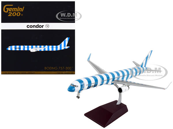 Boeing 757-300 Commercial Aircraft Condor Airlines Blue and White Stripes Gemini 200 Series 1/200 Diecast Model Airplane by G...