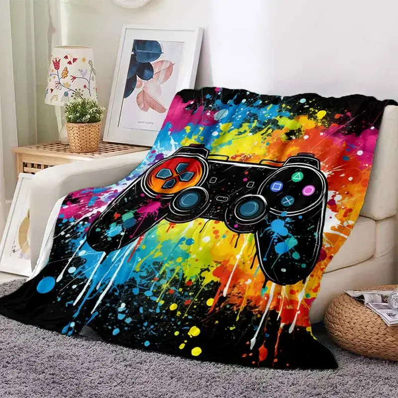 Gamepad Print Blanket, 1 Count Soft Warming Bedding Blanket, Lightweight Throw for Sofa, Bed, Living Room, Office, Couch, Tra...