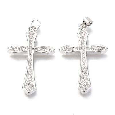 Brass Micro Pave Clear Cubic Zirconia Pendants