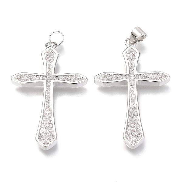 Brass Micro Pave Clear Cubic Zirconia Pendants