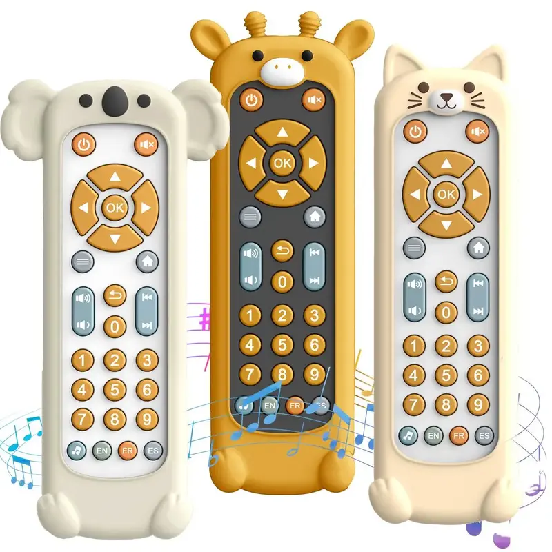 Cartoon Animal Design Remote Control Teether Toy, 1 Count Educational Baby Teething Toy, Baby Music Toy with Language Teachin...