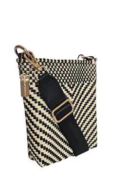 Milano Slim Crossbody Bag - Luxe Ivory Black | Color: Sporty Strap