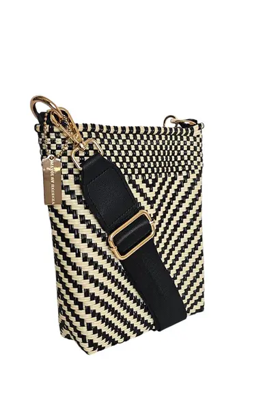Milano Slim Crossbody Bag - Luxe Ivory Black | Color: Sporty Strap