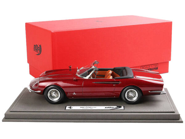 1966 Ferrari 365 California S/N 10077 Convertible Rosso Rubino Red Metallic with DISPLAY CASE Limited Edition to 200 pieces W...