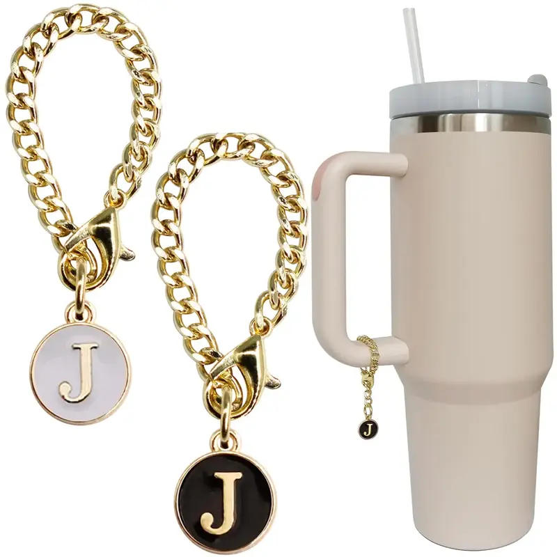 Tumbler Cup Accessories, 2 Counts Cute Letter Charm, ID Letter Pattern Drinking Mug Hanging Decor without Tumbler, Summer for...