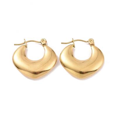 Ion Plating(IP) 304 Stainless Steel Chunky Rhombus Hoop Earrings for Women