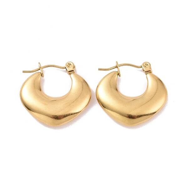 Ion Plating(IP) 304 Stainless Steel Chunky Rhombus Hoop Earrings for Women