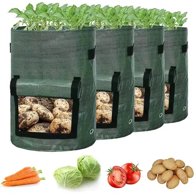 Potato Grow Bag, 4 Counts Plant Grow Bag, Planting Bag for Plant Stand, Summer Essentials, Vegetable Gardening Grow Bag with ...
