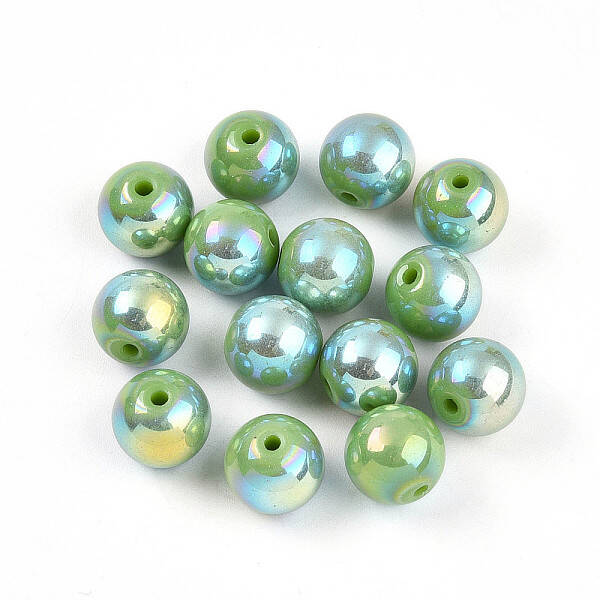 Electroplate Pearlized Glass Pearl Beads