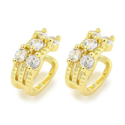Brass Micro Pave Cubic Zirconia Cuff Earrings
