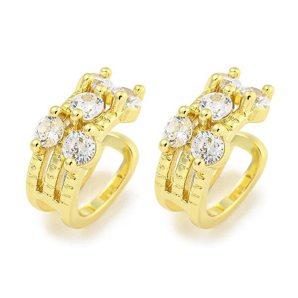 Brass Micro Pave Cubic Zirconia Cuff Earrings