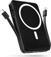 10000mAh Magnetic Power Bank Built-in USB C Lighting Cables 22.5W PD Fast Charging LED Display Wireless Portable Charger for ...