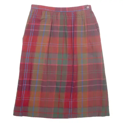 EVAN PICONE Womens A-Line Skirt Red Midi Check M