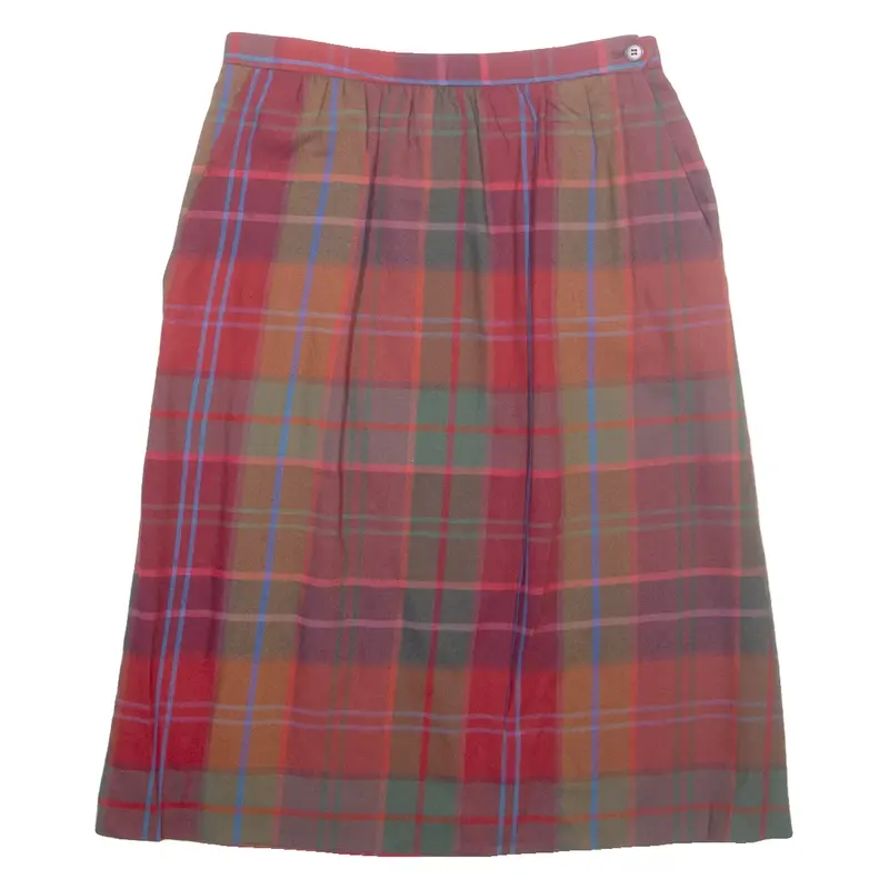 EVAN PICONE Womens A-Line Skirt Red Midi Check M