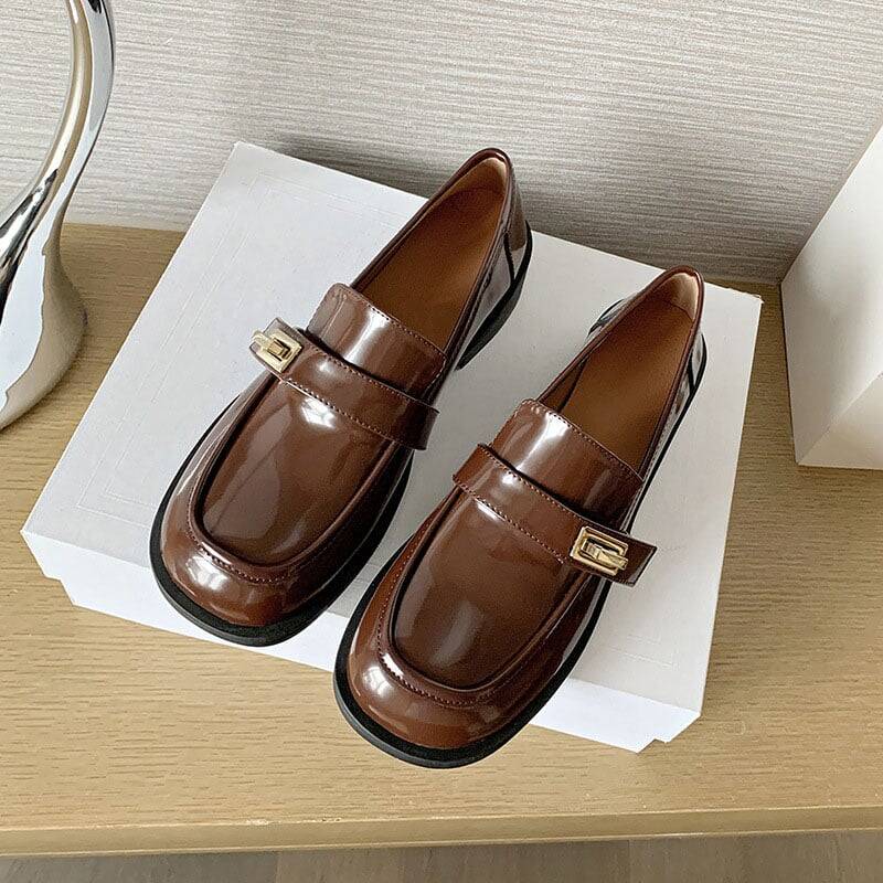 CHIKO Mashavu Square Toe Block Heels Loafers Shoes