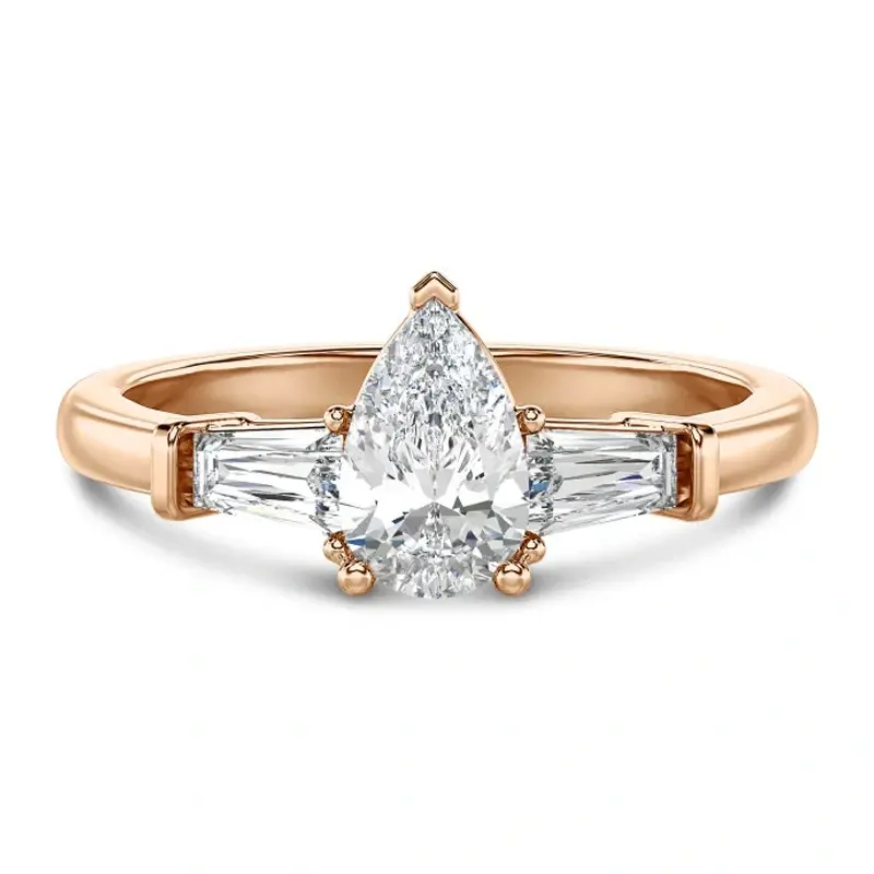 14K Rose Gold 1.5CT Pear Cut Moissanite Engagement Ring