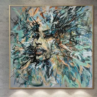 Large Oil Painting Abstract Woman Face Paintings On Canvas Fine Art Modern Gray Wall Art Original Human Art Living Room Decor...