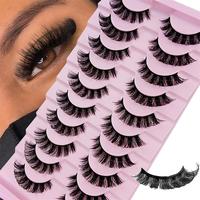 Fluffy False Eyelashes, 10 Pairs Natural Curling Eye Makeup Strip Lashes, Full Volume Eyelash for Lashes Extensions, Volumize...