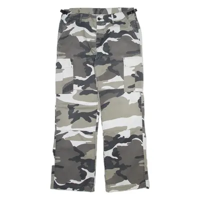 Camo Cargo Mens Trousers Grey Regular Tapered W32 L31