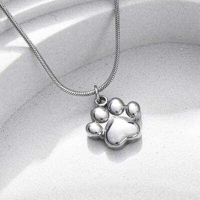 304 Stainless Steel Dog Paw Print Pendant Necklaces for Women