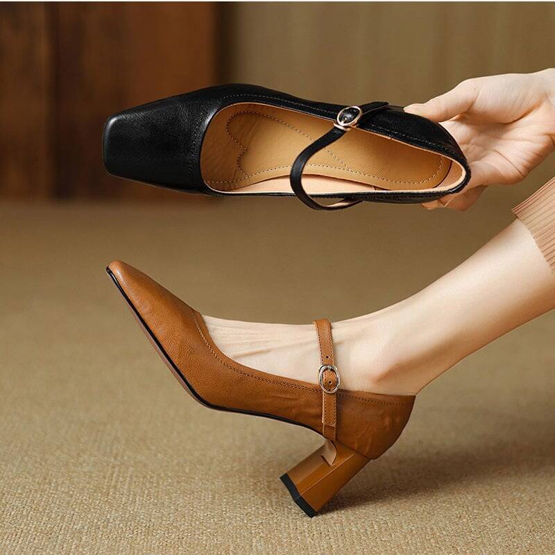 CHIKO Scarlette Square Toe Chunky Heels Mary Jane Shoes