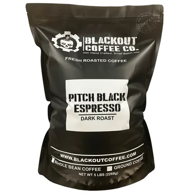 Pitch Black Espresso 5 LB - ✔️100% Arabica Beans  ✔️ Extra Dark Roast  Coffee ✔️ Cuban Espresso, Whole Bean