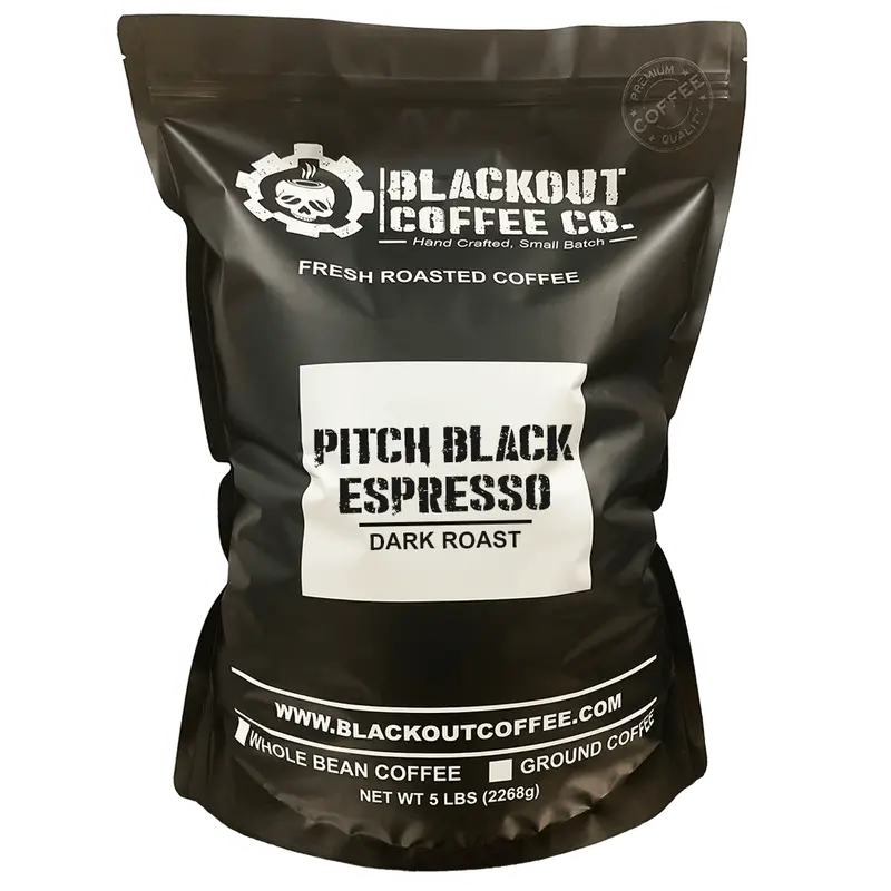 Pitch Black Espresso 5 LB - ✔️100% Arabica Beans  ✔️ Extra Dark Roast  Coffee ✔️ Cuban Espresso, Whole Bean