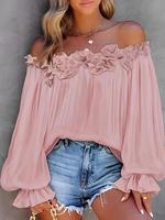 Women's Plain Off The Shoulder Tee, Casual Longsleeves Top for Summer, Women's Clothing for Daily Wear