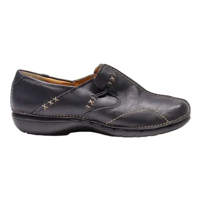 CLARKS Loafer Shoes Black Leather Womens UK 3.5