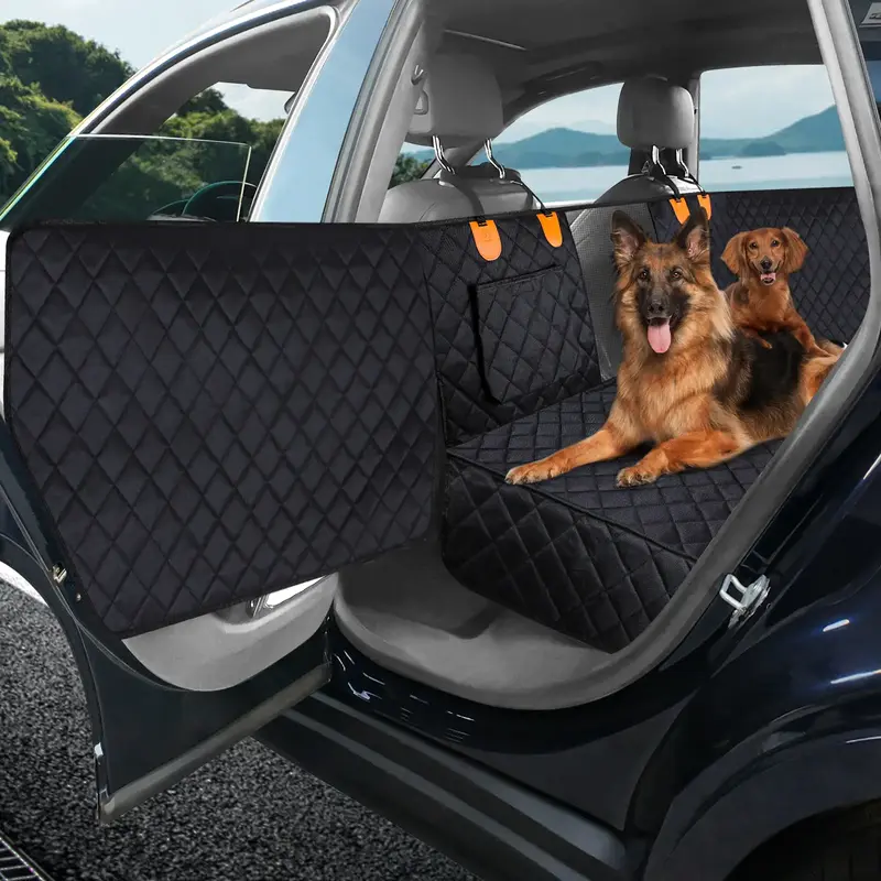 MIXJOY Dog Back Seat Extender - Waterproof Mesh Platform for Cars, Trucks, SUVs - With Storage Pockets and Door Covers (Black...