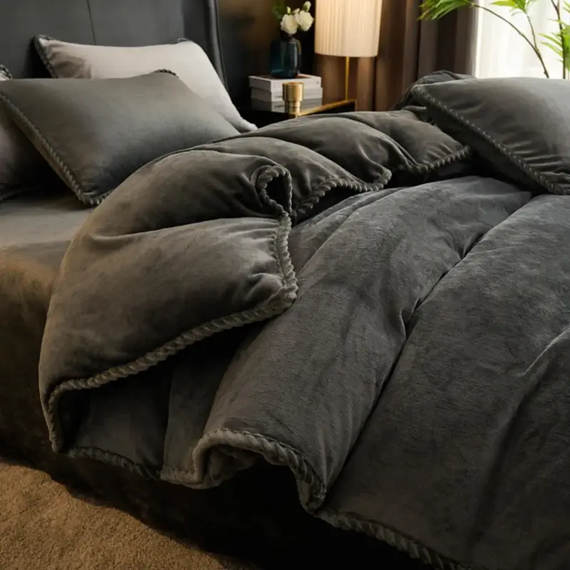 Solid Color Duvet Cover Set, 3 Counts/set Including 1 Duvet Cover & 2 Pillowcase without Filler, Room Accessories Soft Comfor...